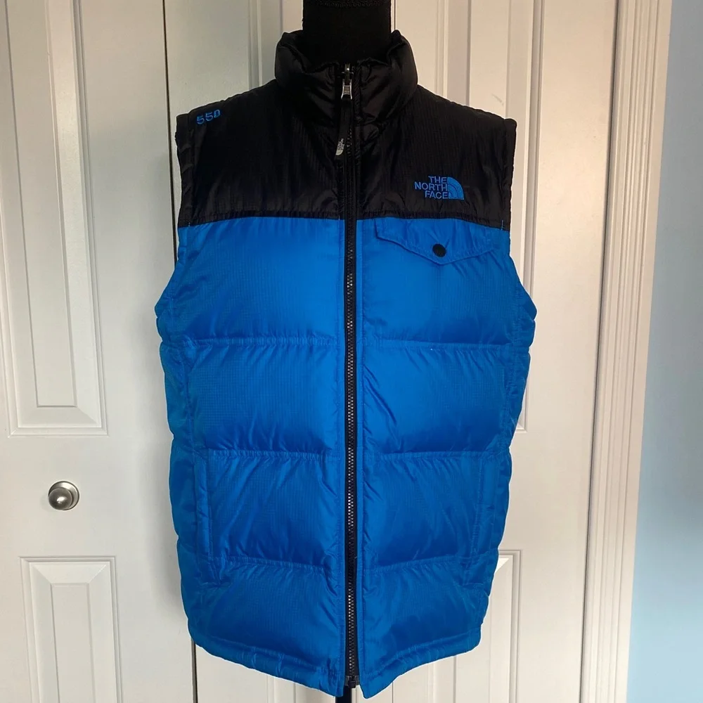 The North Face 18-20 Year Old 550 Vibrant Blue and Black Reversible Vest - Picture 1 of 11